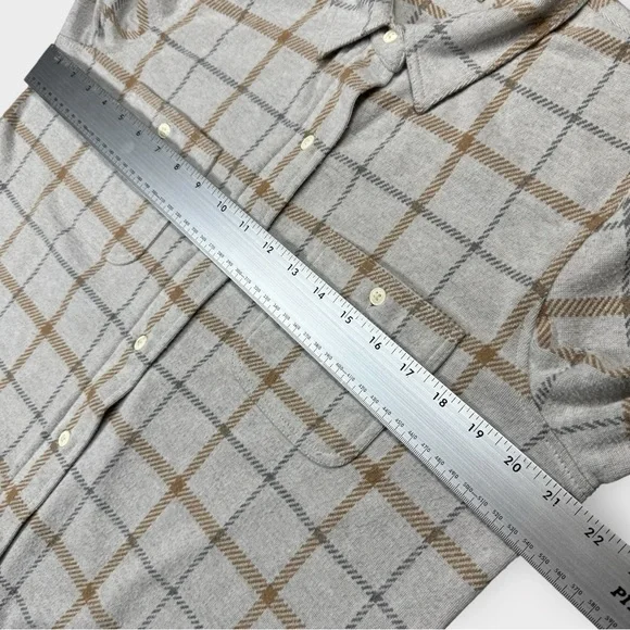 Faherty Women’s Large Legend Sweater Shirt Gray Brown Plaid Soft Knit Button Up - Picture 10 of 12